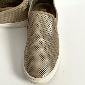 Steve Madden Womens Zach Metallic Gold Fashion Perforated Slip On Sneaker 8